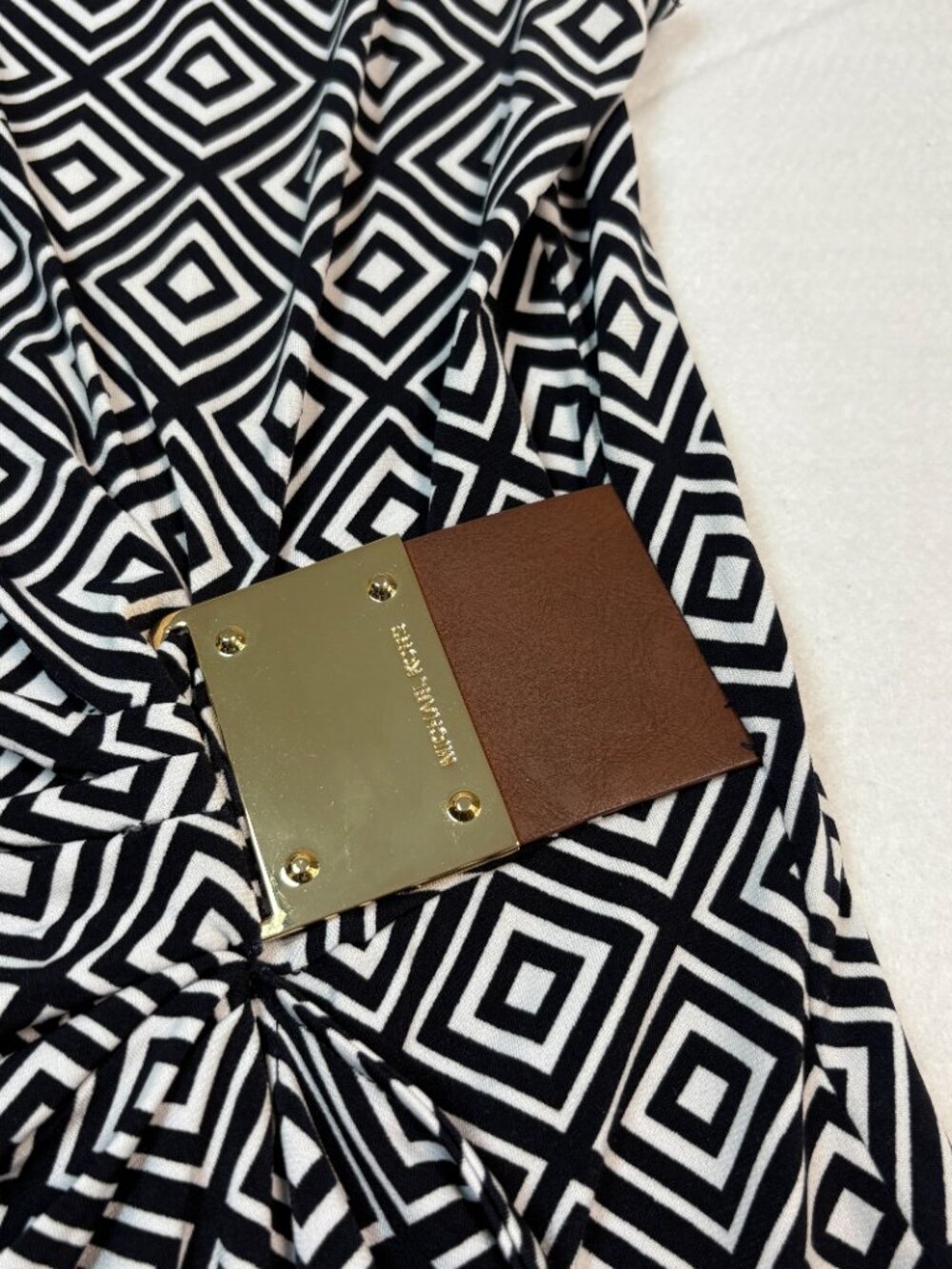 Michael Kors Geometric Print Faux Wrap Dress Office Siren Party Chic Sixties - Picture 6 of 8